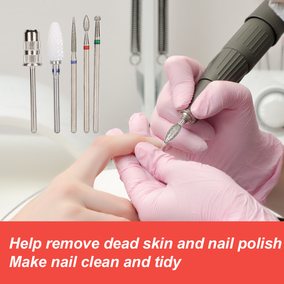 5pcs Nail Art Grinding Heads Set, Tungsten Steel & Ceramic, Fast & Hot-Free Removal