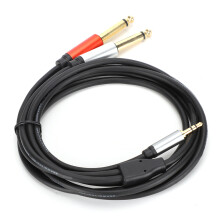 2-in-1 Audio Cable 1.8m 3.5mm to 6.35mm Black Gold-Plated