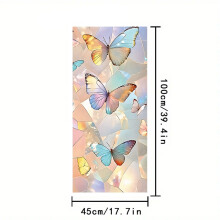 (SCH031) 45x100cm, Frosted Privacy Window Film Static Cling Butterfly Floral Glass Sticker Decor