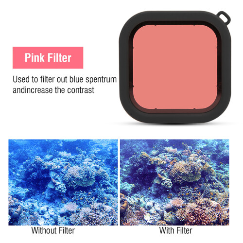 Action Camera Lens Filter for GoPro 8 Waterproof Shell with Rope and Red Light 2