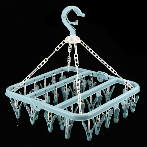 Foldable Laundry Hanger with 32 Clips, Blue, 32x32x32cm