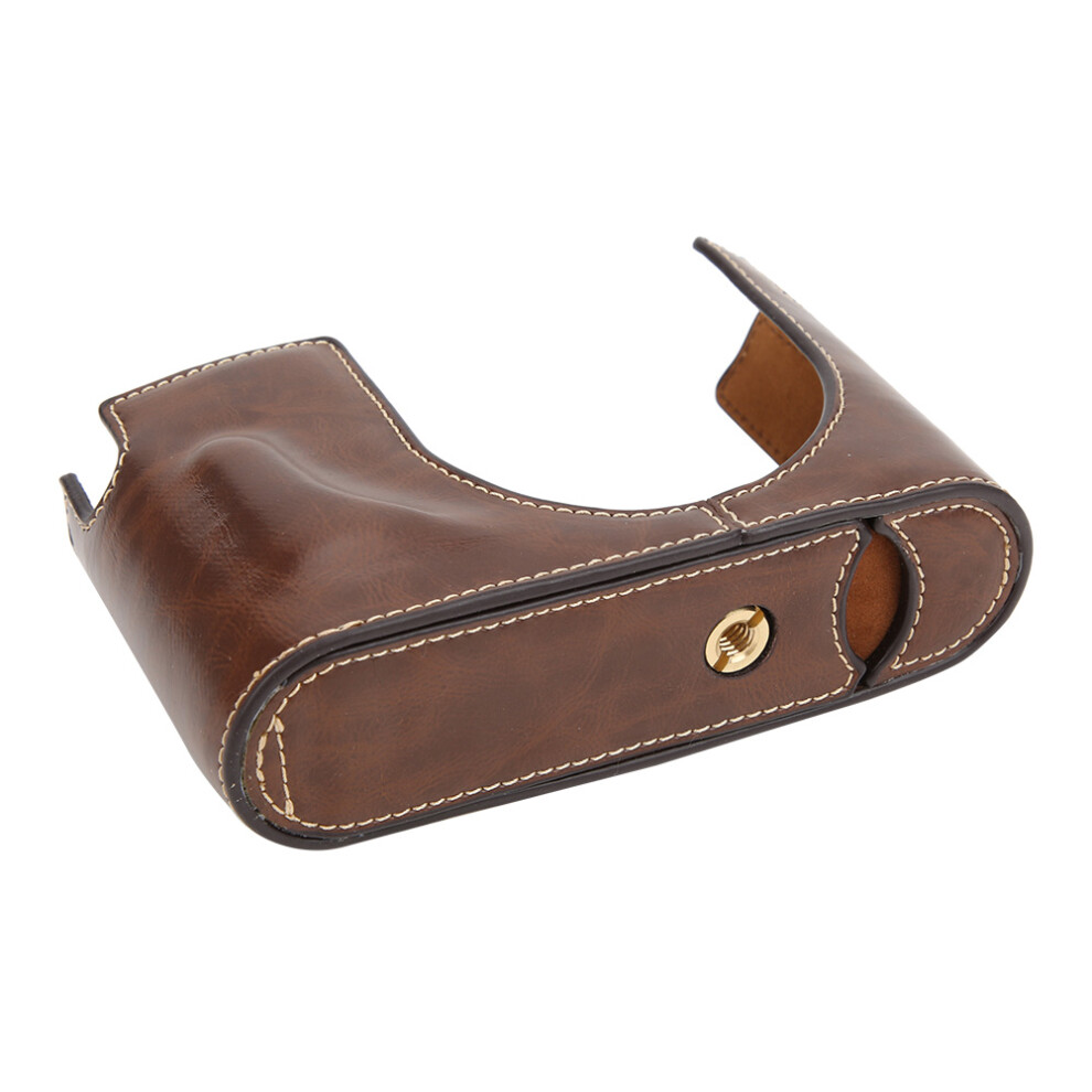 Pu Leather Half Body Camera Case For Leica Q In Coffee Black/Brown 6921392657594