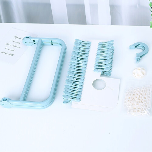 Foldable Laundry Hanger with 32 Clips, Blue, 32x32x32cm 2