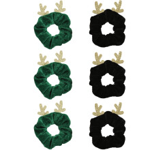 Kersthaarbanden met glinsterende elandaccenten, stoffen elastische paardenstaartband voor vrouwen en meisjes, delicate textuur, houdt het haar op