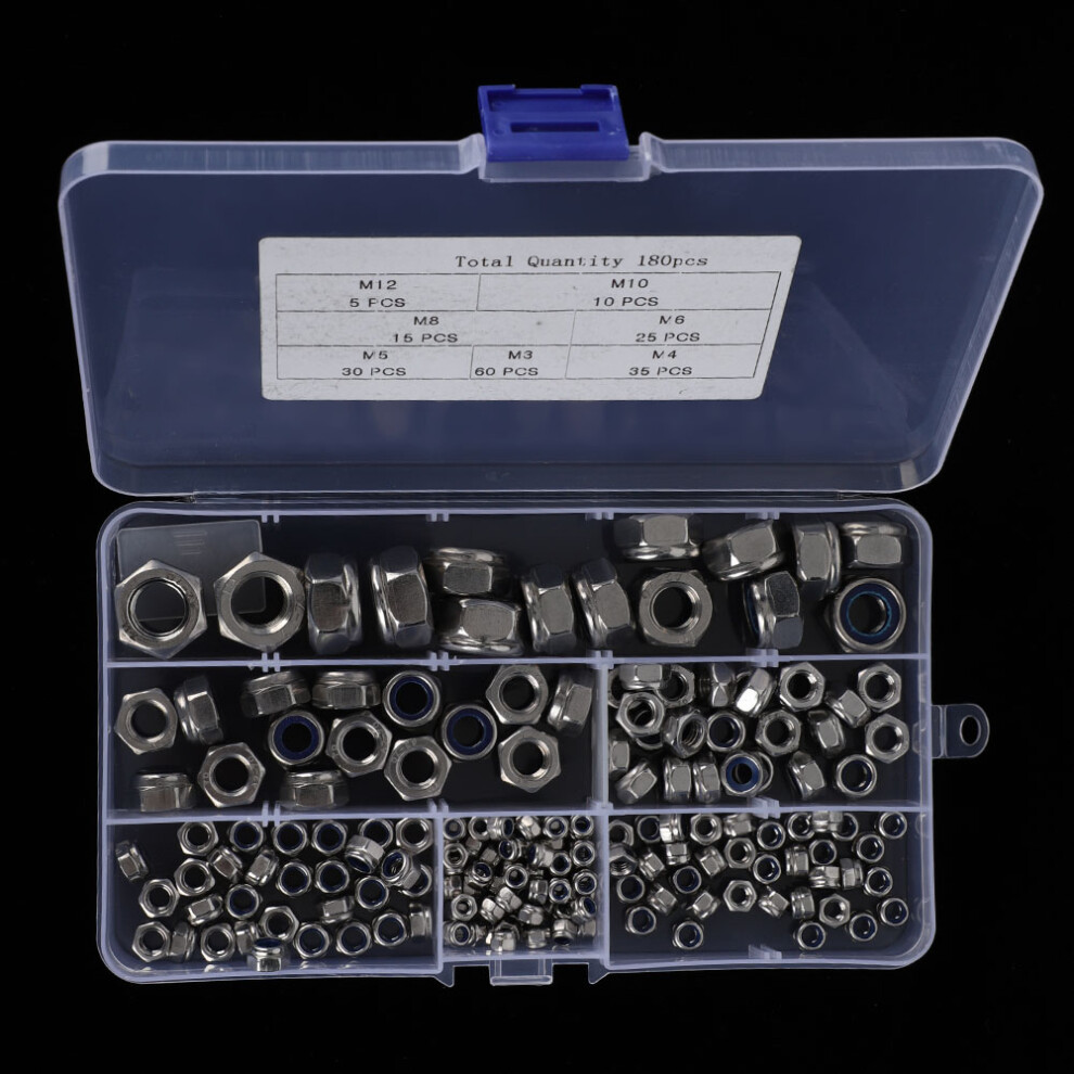 Stainless Steel Locking Nuts M3-M12 Hex M6-M10 Fasteners Pack 180Pcs Australian 4331392659870