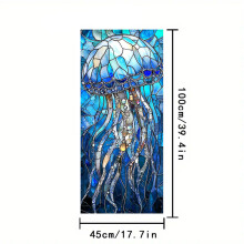 (SCQ2872-2) Ocean Theme Blue Green Frosted Glass Film Static Cling Window Privacy Sticker 45x100cm