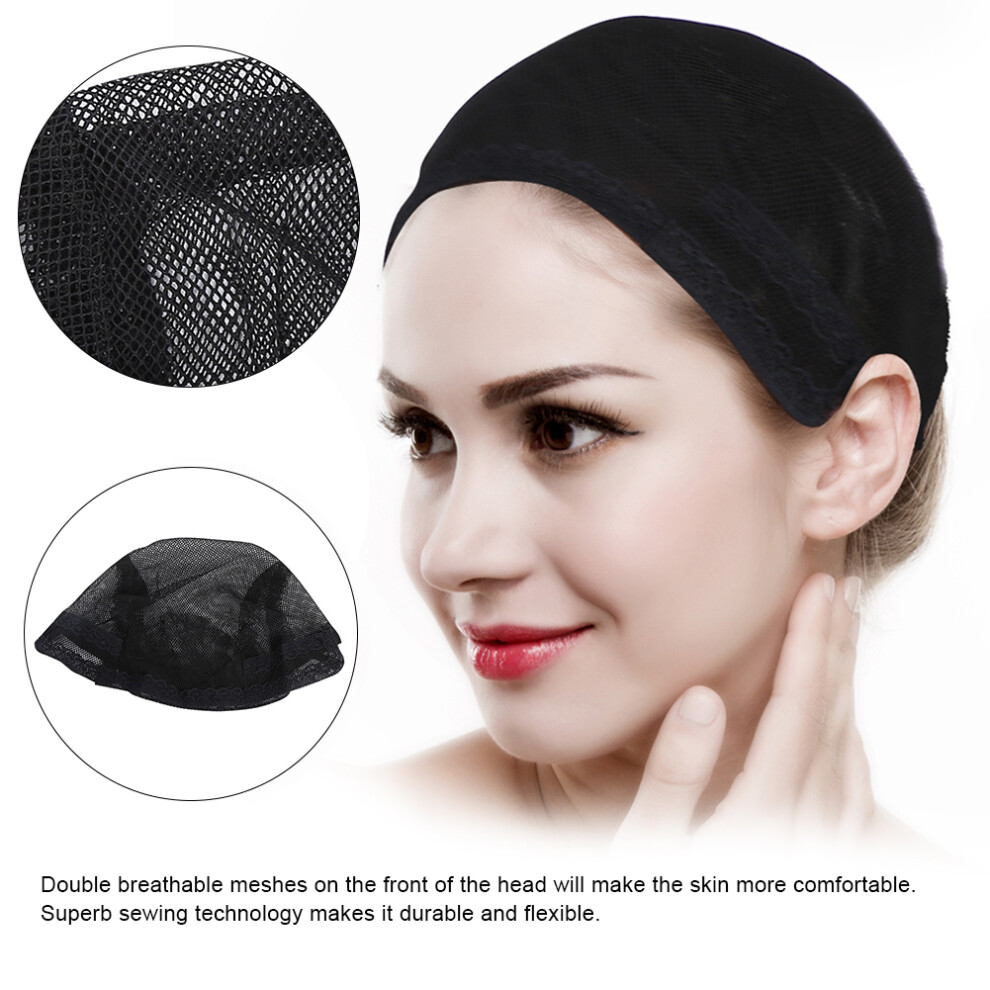 Unisex Black Elastic Dome Wig Cap With Adjustable Strap For Making Wigs