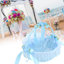Portable Wedding Candy Basket with Lace Flower Design Blue Celebration Supplies