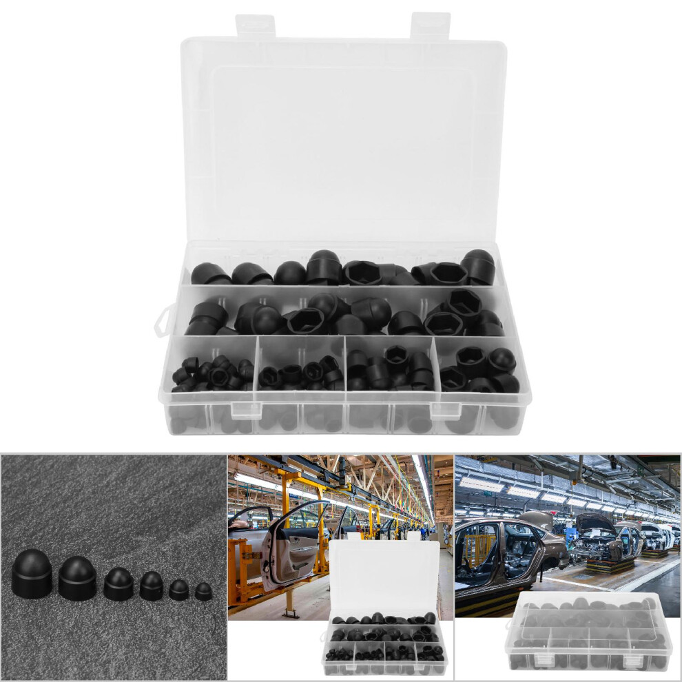145Pcs Pe Dome Nut Kit M4-M12 Hex Cap Fasteners, Durable Plastic 4611392385604