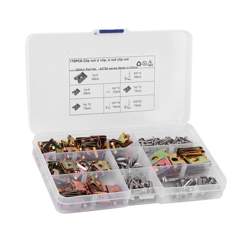 Rustproof U-Clips Nuts Assortment, M3-M5, Stainless Steel Fasteners 9441392386500