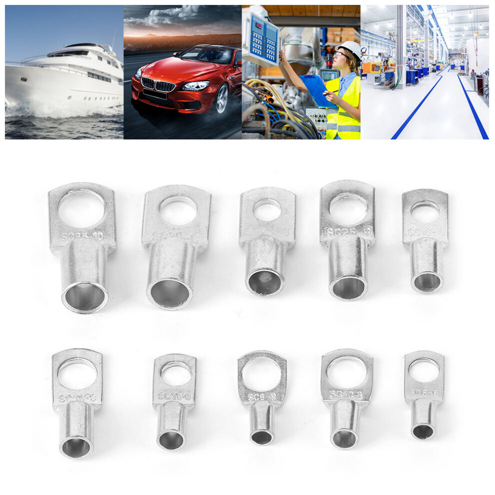 100Pcs Tinned Red Copper Sc Terminal Lug Set For Car, Boat, 6-35Mmâ² 7891392386550