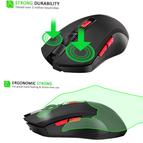 G817 Wireless Gaming Mouse 2400DPI 6-Button 10m Range Black