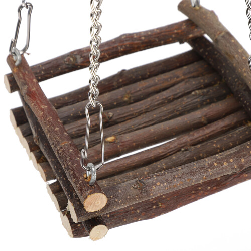 Small Pet Wooden Swing Hammock Hamster Toy Cage Accessory Fun & Safe Design 2