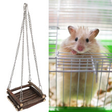 Small Pet Wooden Swing Hammock Hamster Toy Cage Accessory Fun & Safe Design