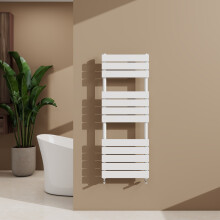 (White, 1200x450mm) Heated Towel Rail Flat Central Heating Radiator