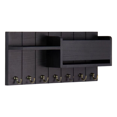 Natural Wood Wall Storage Shelf For Home-7 hook envelope hold