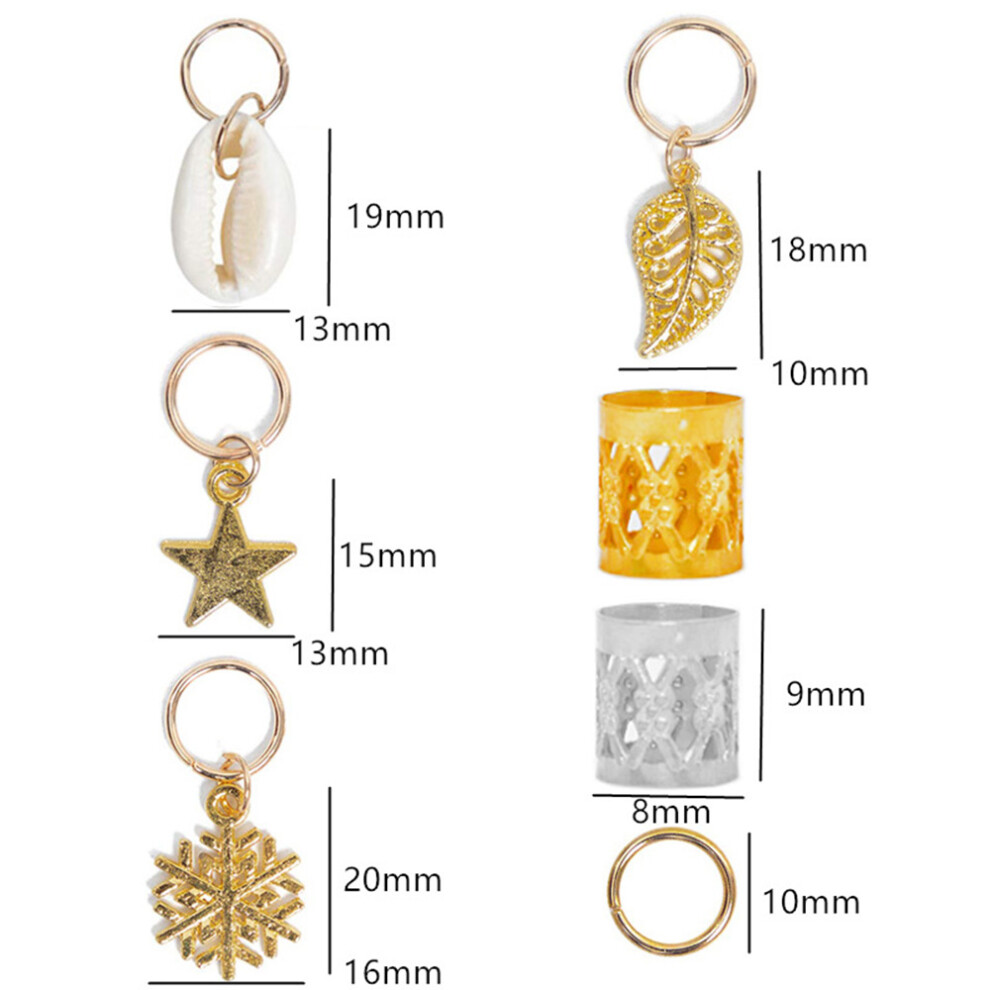 80PCS Dreadlocks Beads Set Metal Cuffs Hair Rings Clips DIY Hair Decorations