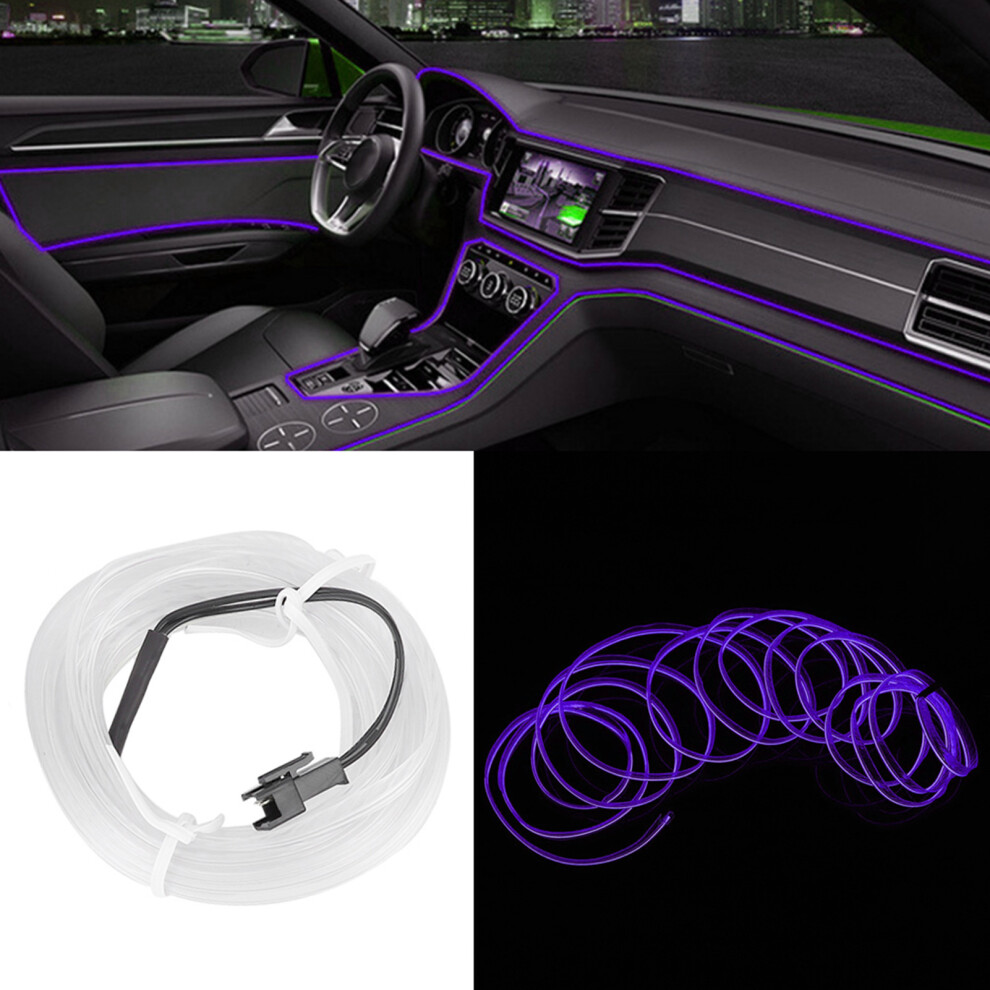 Car Interior Led Strip 4M Cold El Lamp, Easy Install Light/Purple 9461392664262