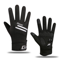 (Black) Waterproof Fleece Gloves for Running & Cycling