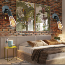 Belysning i vintagestil, väggmonterad lamphållare med E27-sockel, dekorativ vägglampa för hall, matsal, sovrum
