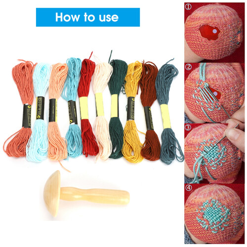 Wooden Darning Kit for DIY Sewing Patching Threads & Handicraft Home Use 2