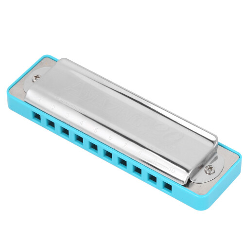 Blues Harmonica AM-20D 10-Hole G Key Electroplated Blue | Beginner Gift 2