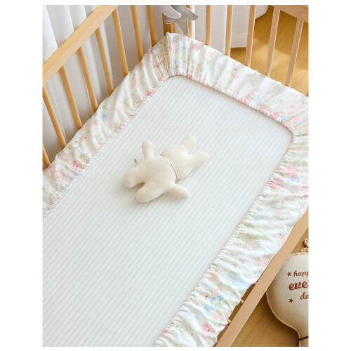(Monet's Garden, 65x120cm) 3 Pack 100% cotton gauze Cot Bed Sheets Fitted Cot Sheets 1