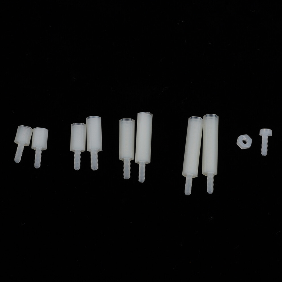 140Pcs M2 Nylon Screw Nut Standoff Assortment Kit White 4681392391738