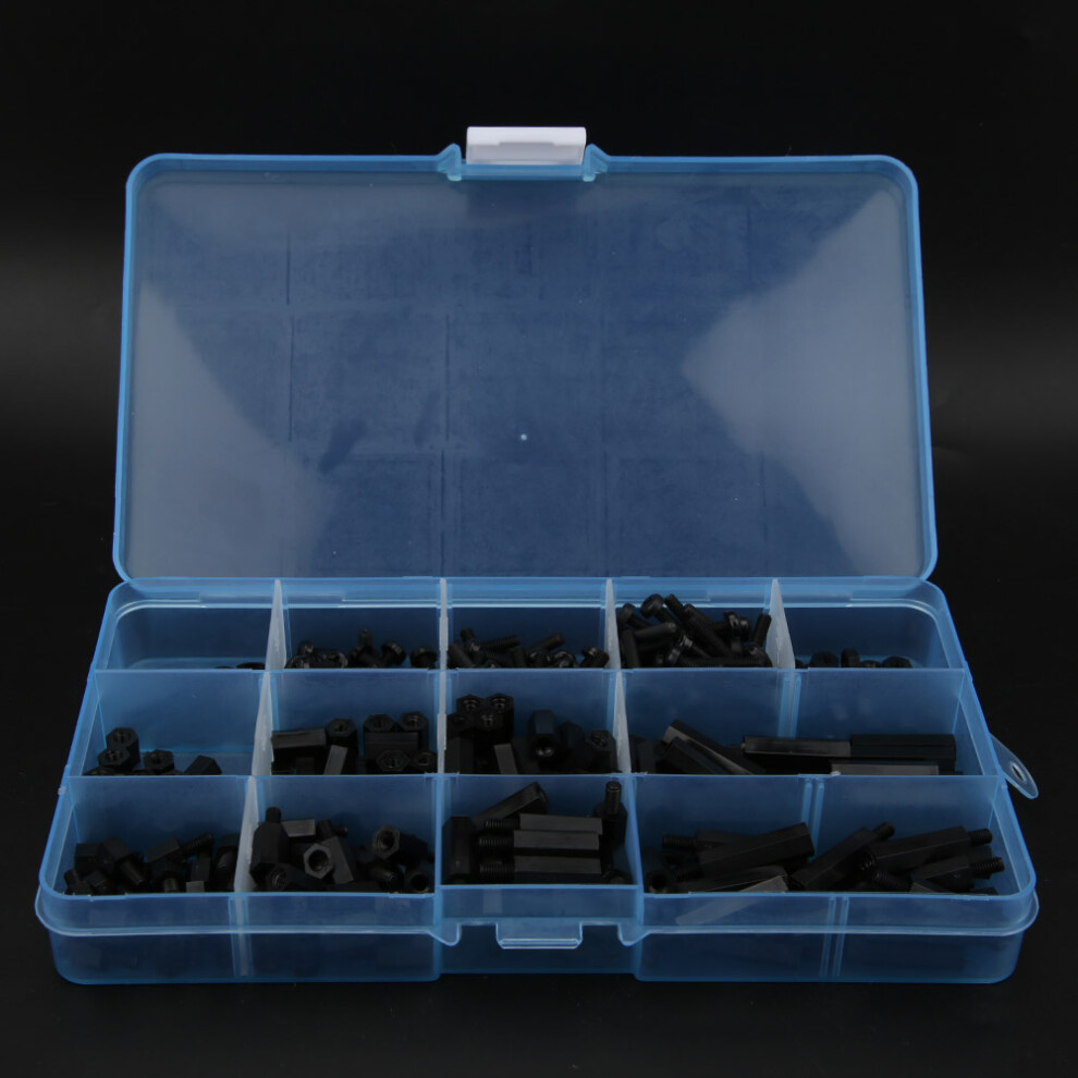 M3 Nylon Screw Nut Washer Assortment 310Pcs Black - Male Female Standoff Kit 6941392664927