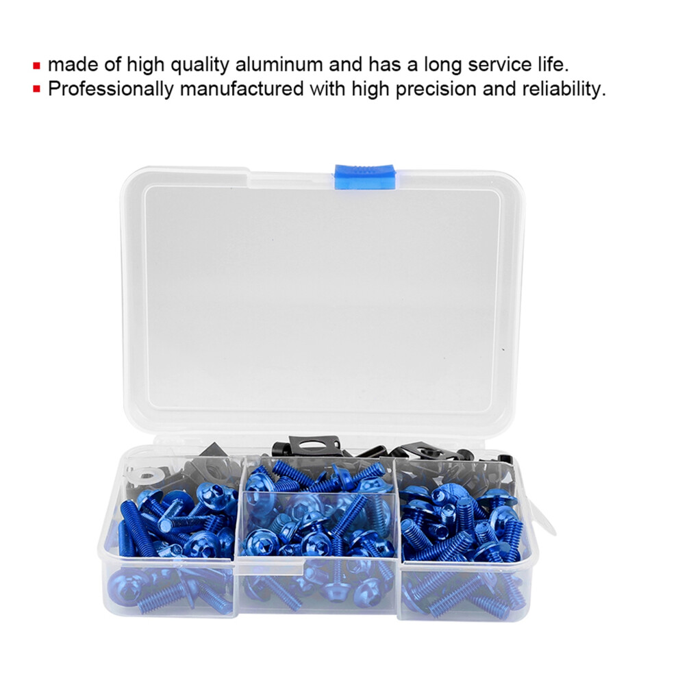 Motorbike Fairing Bolts Pack 177Pcs M5 M6 Finish For Yamaha Bikes Blue 9381392392210