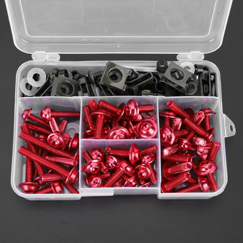 Motorbike Fairing Bolts Kit 177Pcs M5 M6 Universal Fasteners For Sportbikes Red 3001392665119
