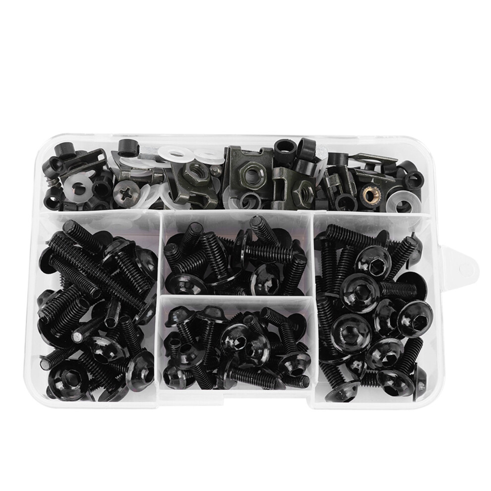 177Pcs Motorcycle Fairing Bolts Kit Black Aluminum M5 M6 For Sportbikes 7611392665079