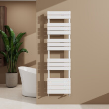 (White, 1600x450mm) Heated Towel Rail Flat Central Heating Radiator