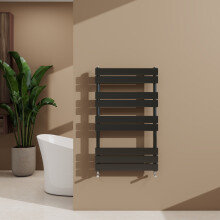(Black, 1000x600mm) Heated Towel Rail Flat Central Heating Radiator