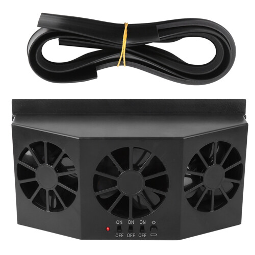 Portable Solar Car Ventilator 21.7x11.2cm Black with AA Battery 1