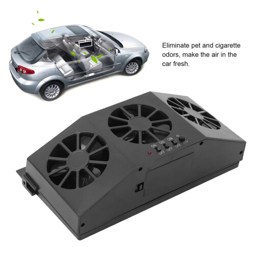 Portable Solar Car Ventilator 21.7x11.2cm Black with AA Battery 2