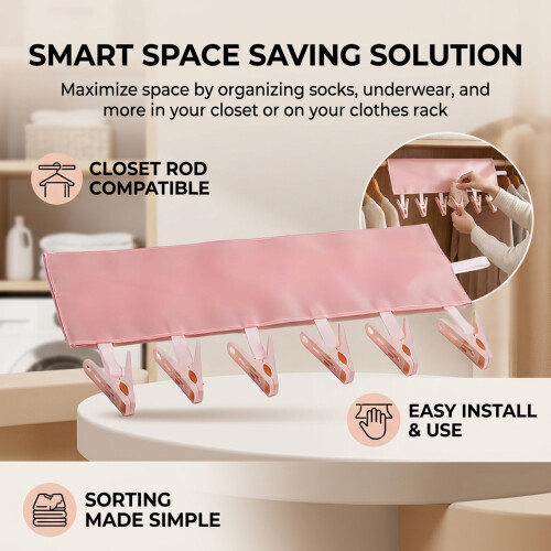 (Pink) Foldable Travel Clothes Hanger for Drying 1