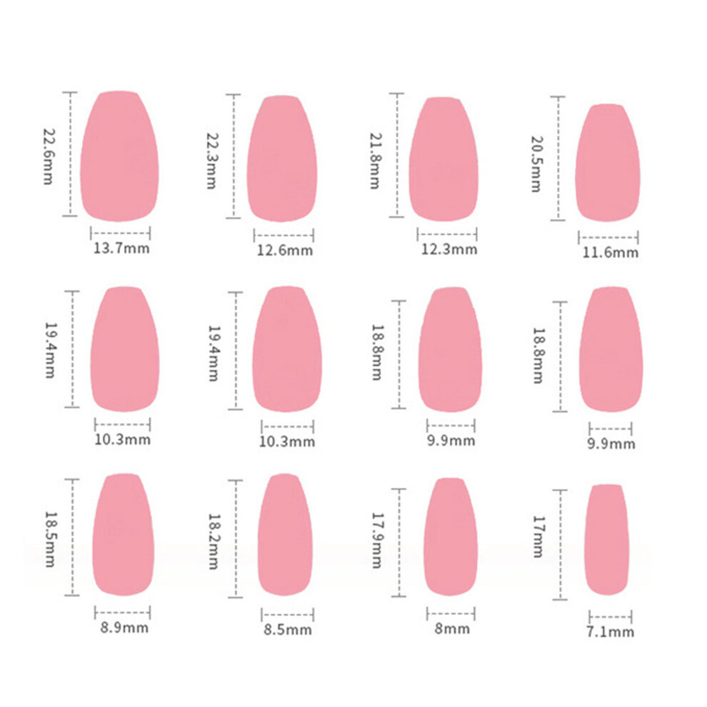 Hue-Grain Blue Heart French False Nails For Women