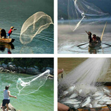 2.4m Durable Cast Net for Fishing, Aluminum Alloy Frame, Portable