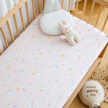 (Plaid Cute Dog, 60x120cm) 3 Pack 100% cotton gauze Cot Bed Sheets Fitted Cot Sheets