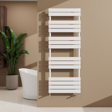 (White, 1600x600mm) Heated Towel Rail Flat Central Heating Radiator