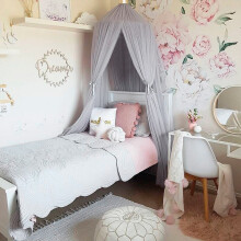 Elegant Color Home Mesh Mosquito Net for Children Bed Canopy Gray 200x200cm
