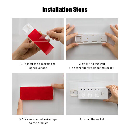 Self Adhesive Power Strip Fixator Wall Mount 102*40mm White 1