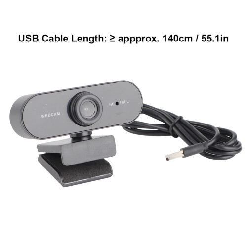 USB Webcam with Microphone, 1920x1080, 140cm Cable, Black 2