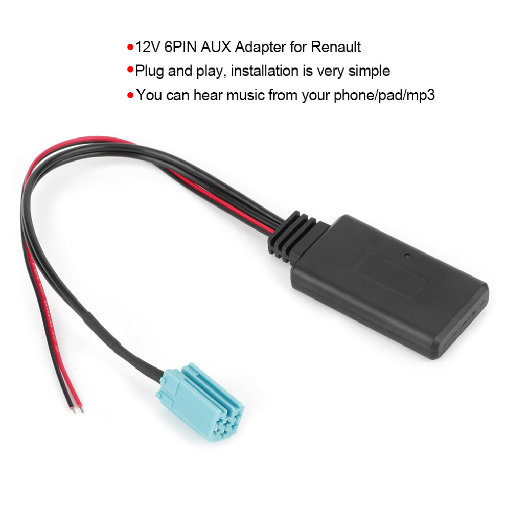Renault 12V 6Pin Aux Bluetooth Music Adapter 7806371613084