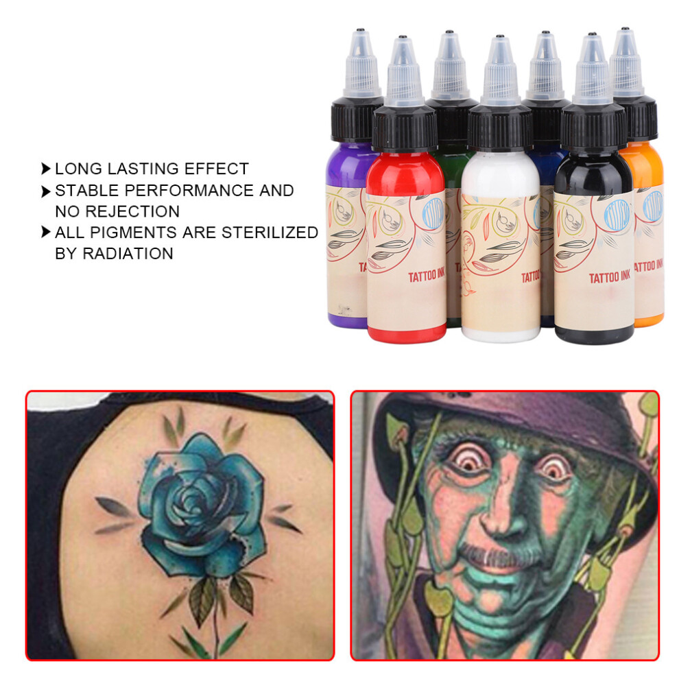 Portable Body Tattoo Ink Set, 29.6ml x 7pcs, Long Lasting, Fast Coloring