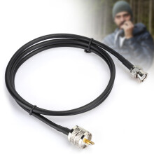 100cm UHF Male PL259 to BNC Male Coaxial Adapter Cable, Black 50Ω