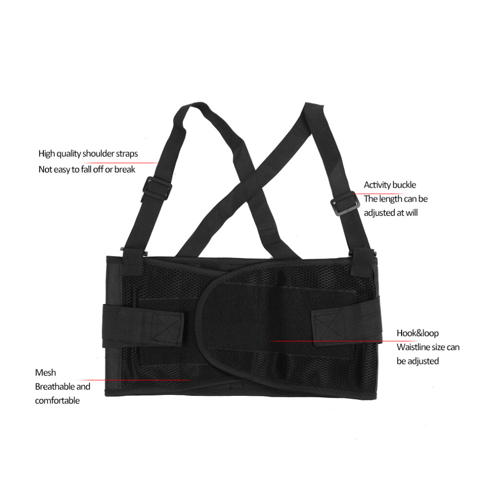 Black Adjustable Back Support Waist Belt For Lumbar Pain And Sprain Relief M