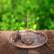 Dragon Phoenix Incense Holder Set - Lotus & Elephant Stands, 10.8cm Dia