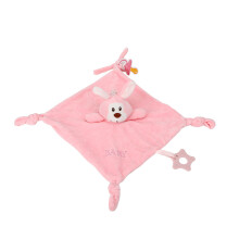 Newborn Plush Baby Soothing Toy Pink Rabbit 27x27cm Soft Blanket
